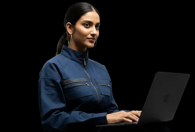 Professional using laptop